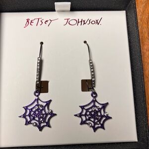 Betsey Johnson Purple Web Earrings with Silver Accents
